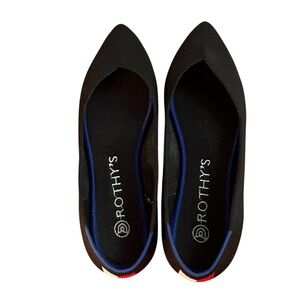 Rothy's Black and Red Slippers with Sporty Stripe